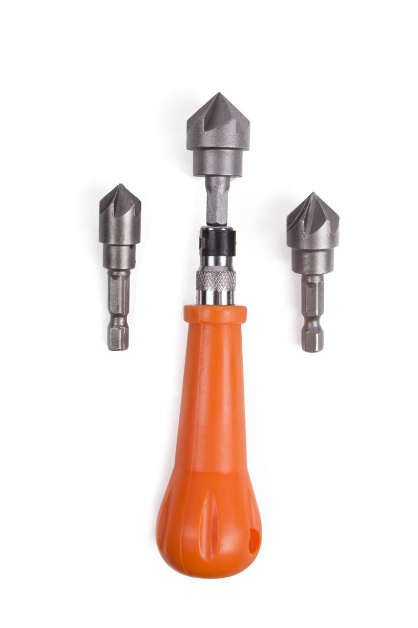 Jeu de fraises coniques manuelles + chignole 4 pcs