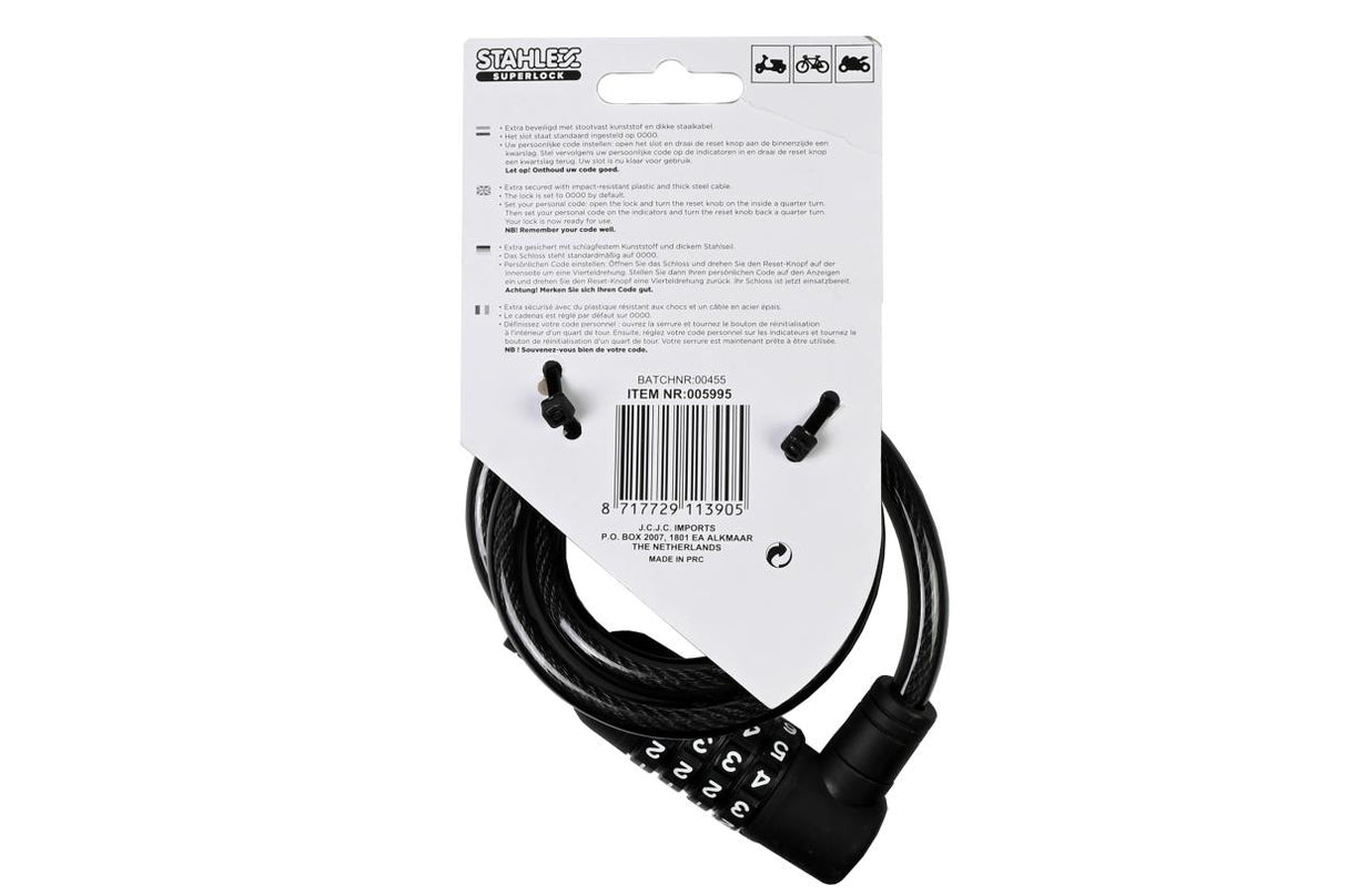 Cable- combination lock Boltsafe 10 x 1000 mm