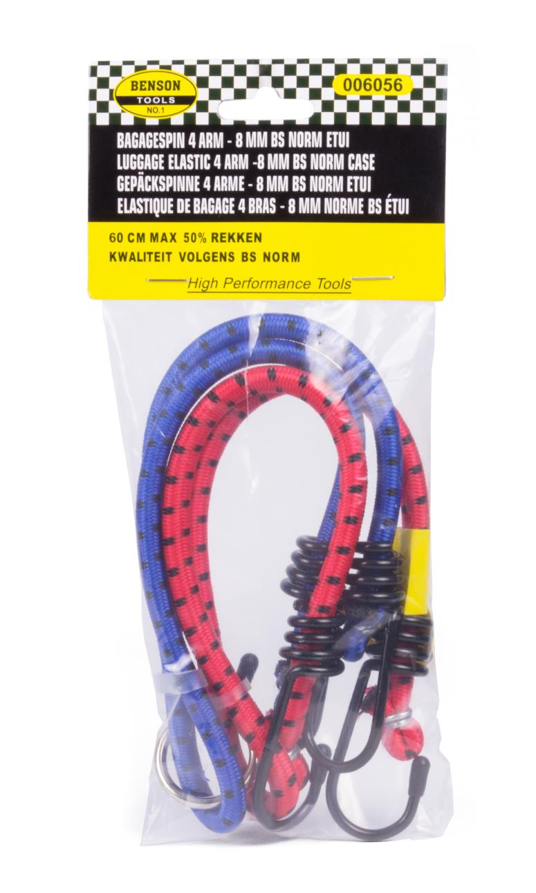 Elastique de bagage 4 bras - 8 mm norme bs étui