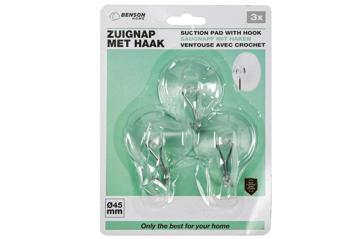 Zuignap + haak 3 dlg ø45 mm