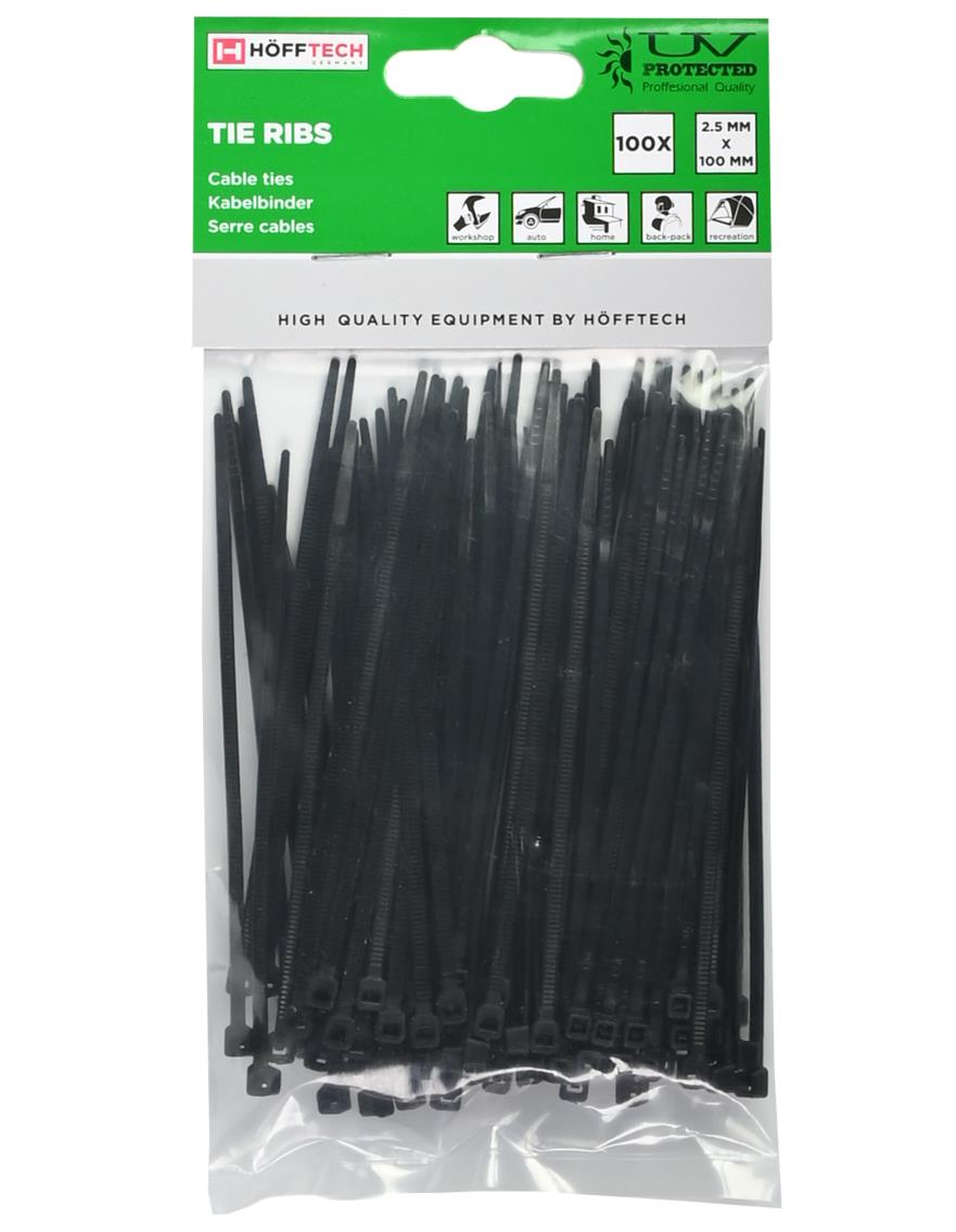 Tie ribs 2.5 x 100 mm 100 dlg zwart