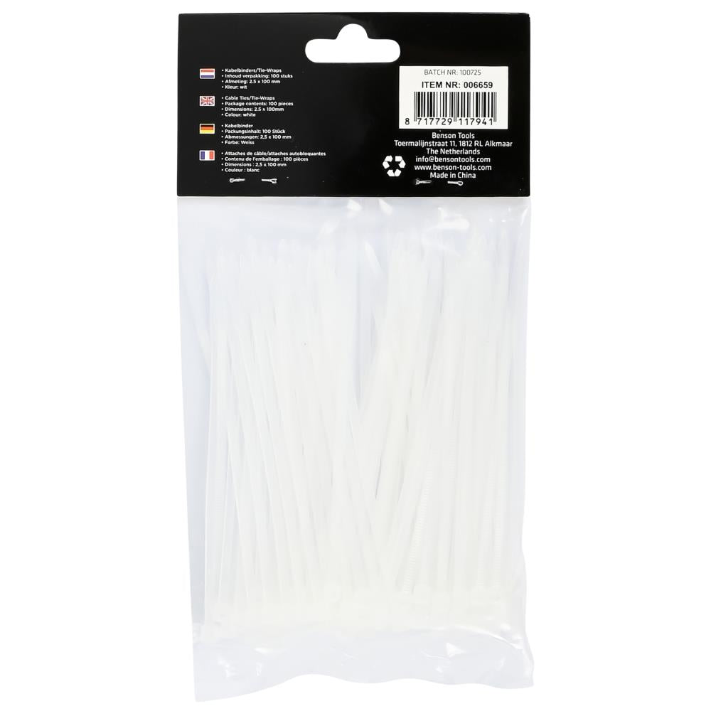 Tie ribs 2.5 x 100 mm 100 dlg wit