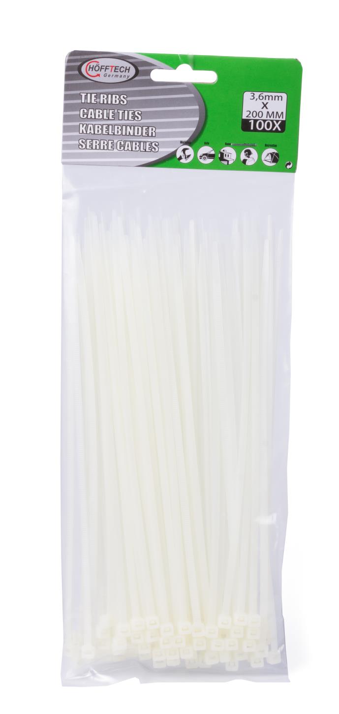 Tie ribs 3.6 x 200 mm 100 dlg wit