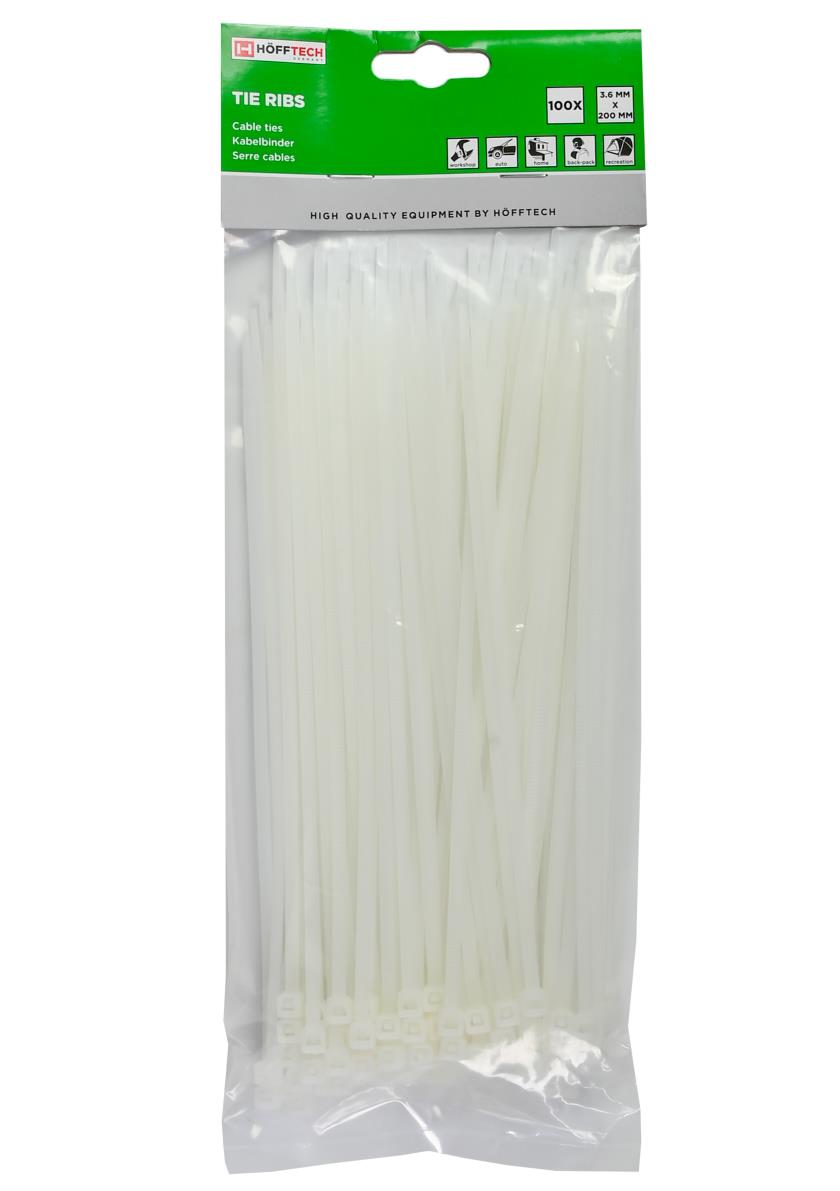 Tie ribs 3.6 x 200 mm 100 dlg wit