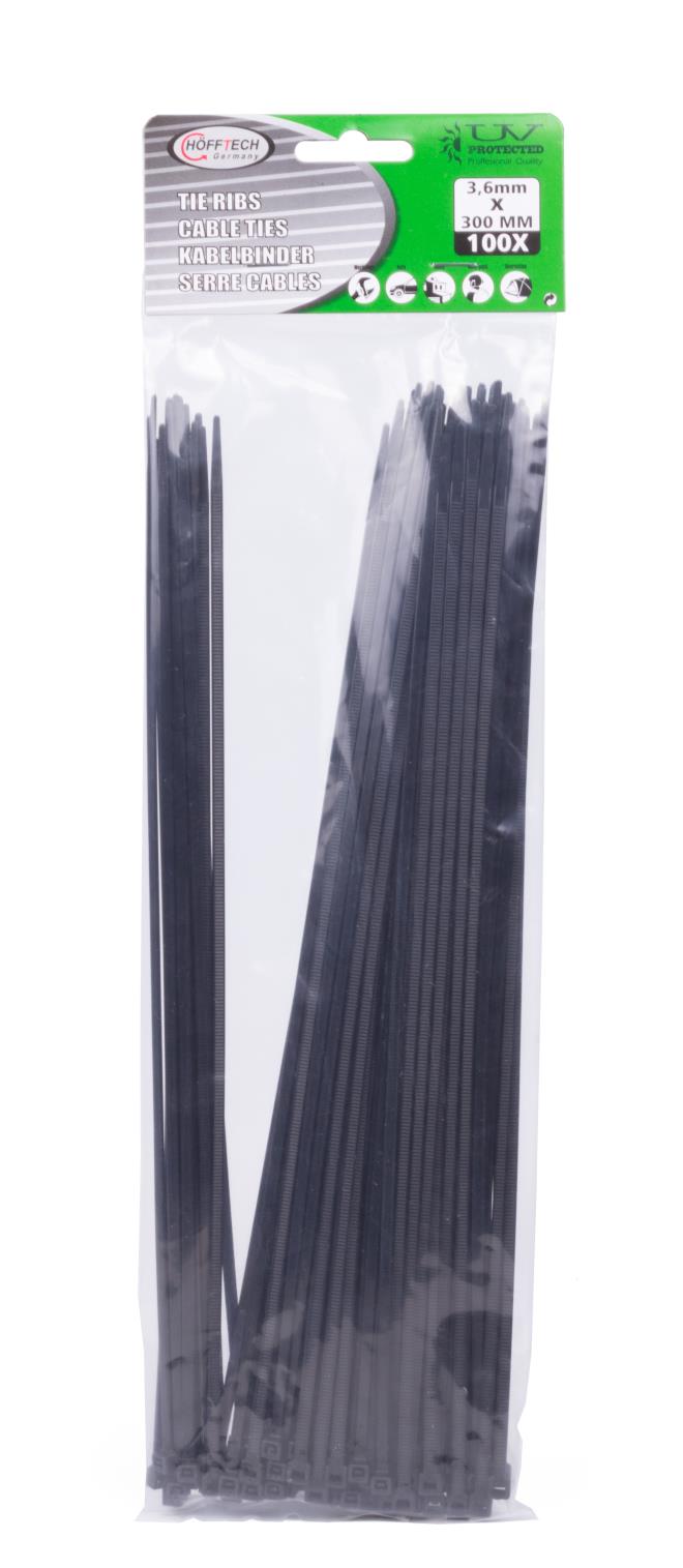 Tie ribs 3.6 x 300 mm 100 dlg zwart
