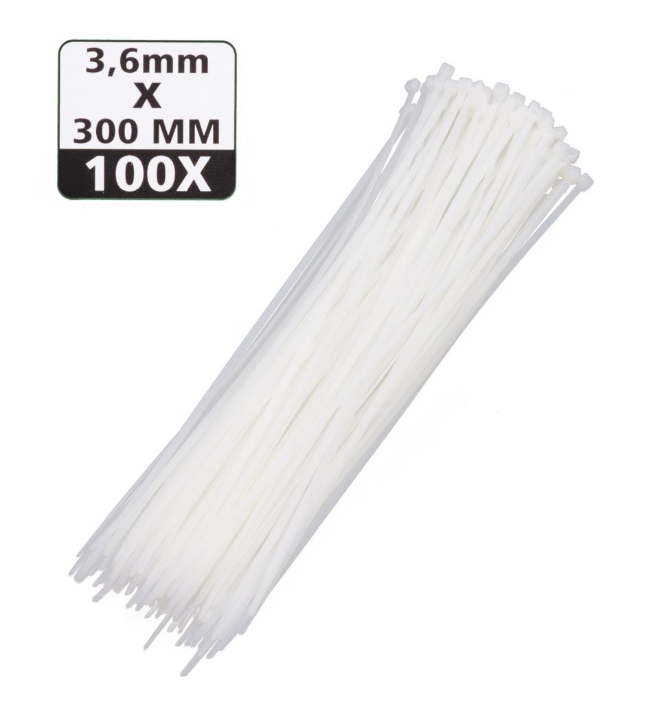 Tie ribs 3.6 x 300 mm 100 dlg wit