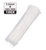 Tie ribs 3.6 x 300 mm 100 dlg wit
