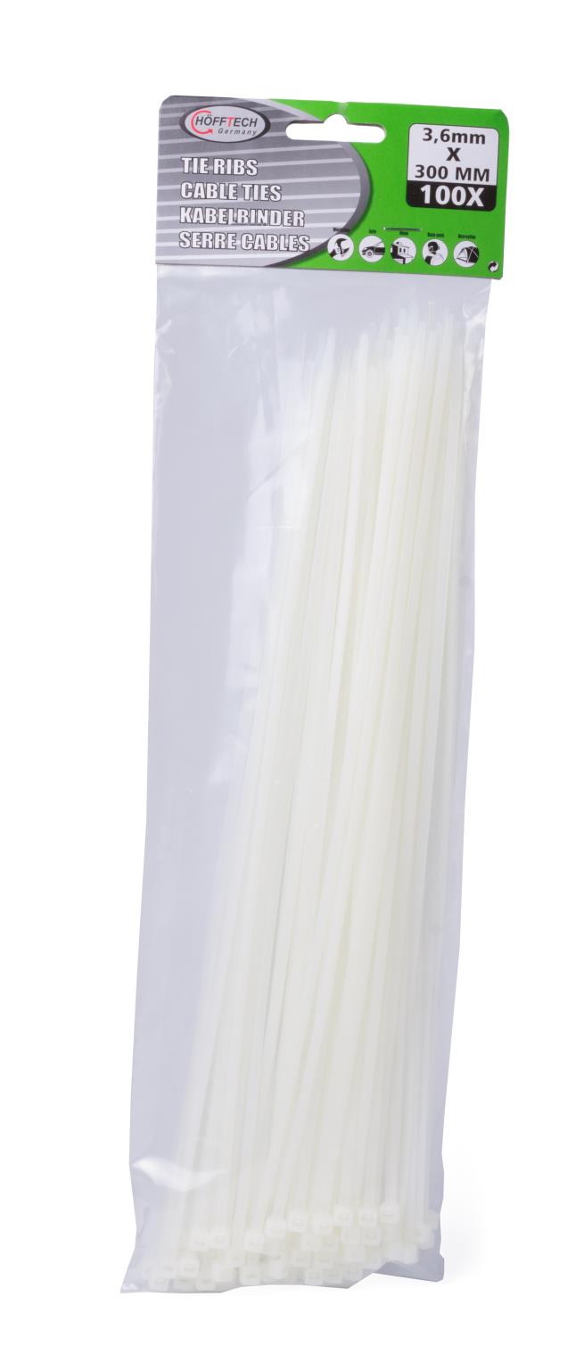 Tie ribs 3.6 x 300 mm 100 dlg wit