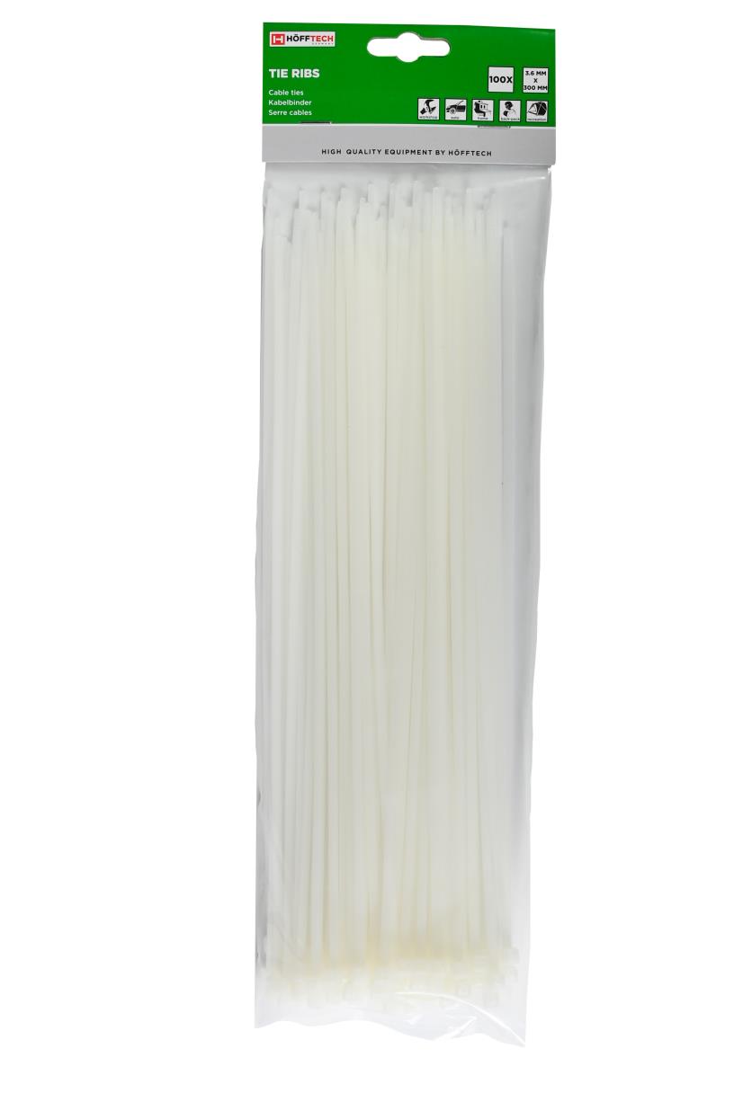 Tie ribs 3.6 x 300 mm 100 dlg wit