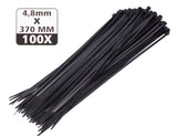 Tie ribs 4.8 x 380 mm 100 dlg zwart