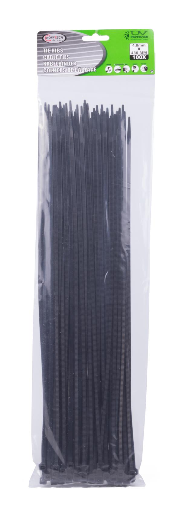 Tie ribs 4.8 x 430 mm 100 dlg zwart
