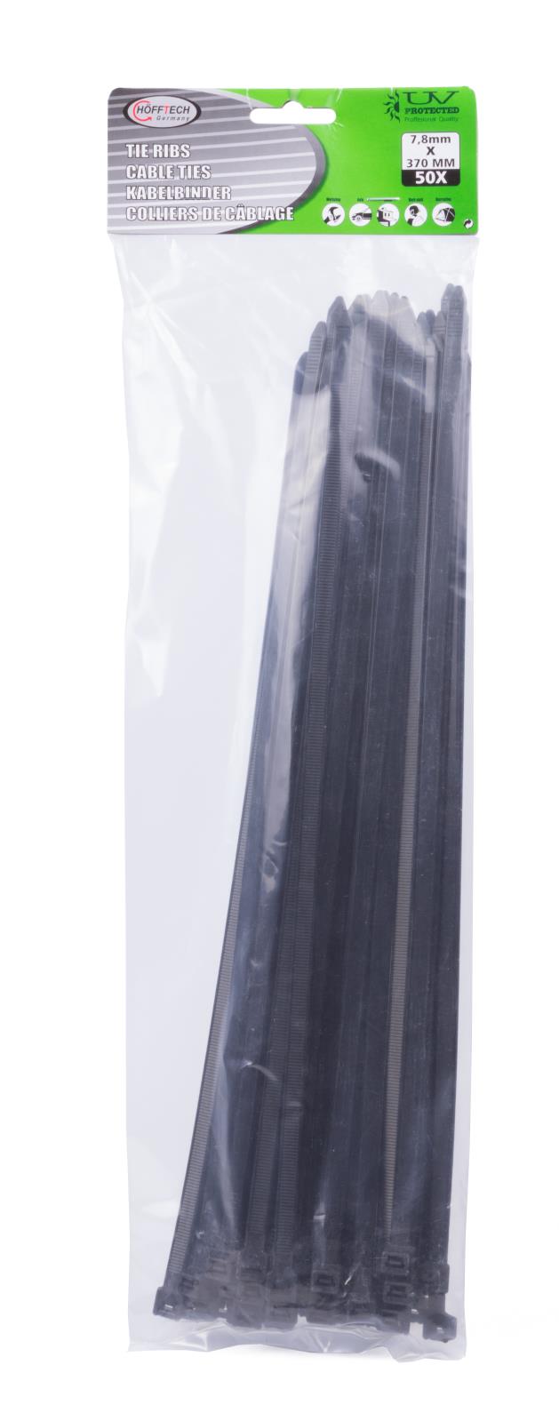 Cable ties 7.6 x 370 mm 50 pcs black