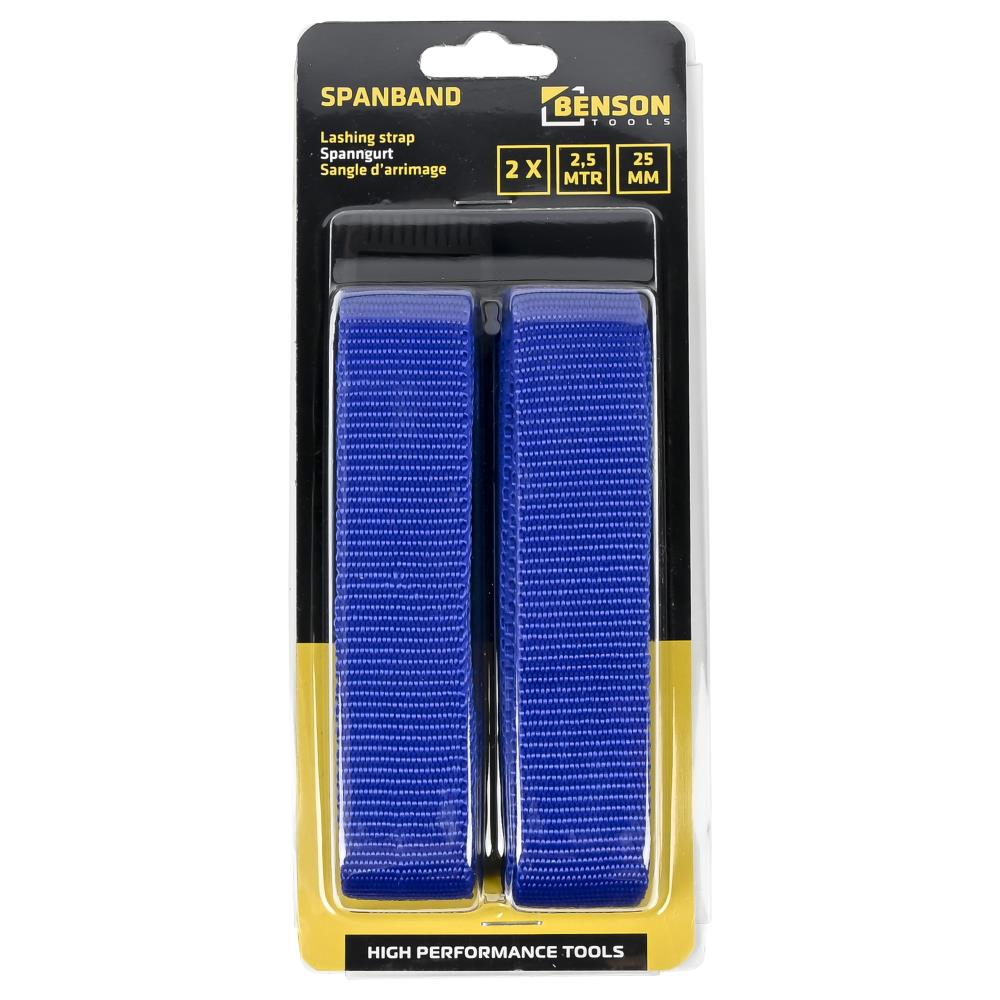 Sangle d'arrimage 2,5 m x 25 mm + clique 2 pcs