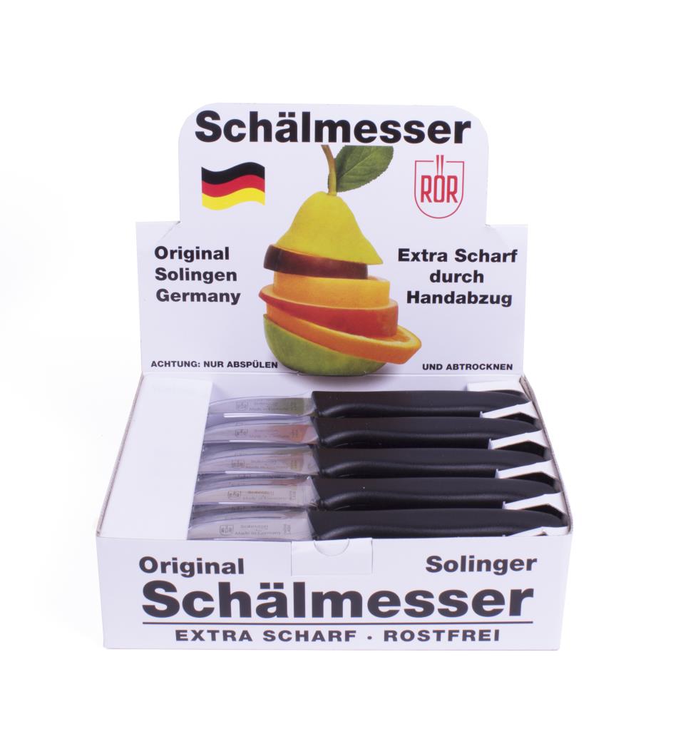 Solingen Schälmesser gebogen Kunststoff Display