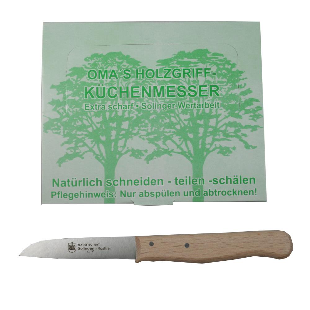 Solingen Schälmesser gerade Holz Display