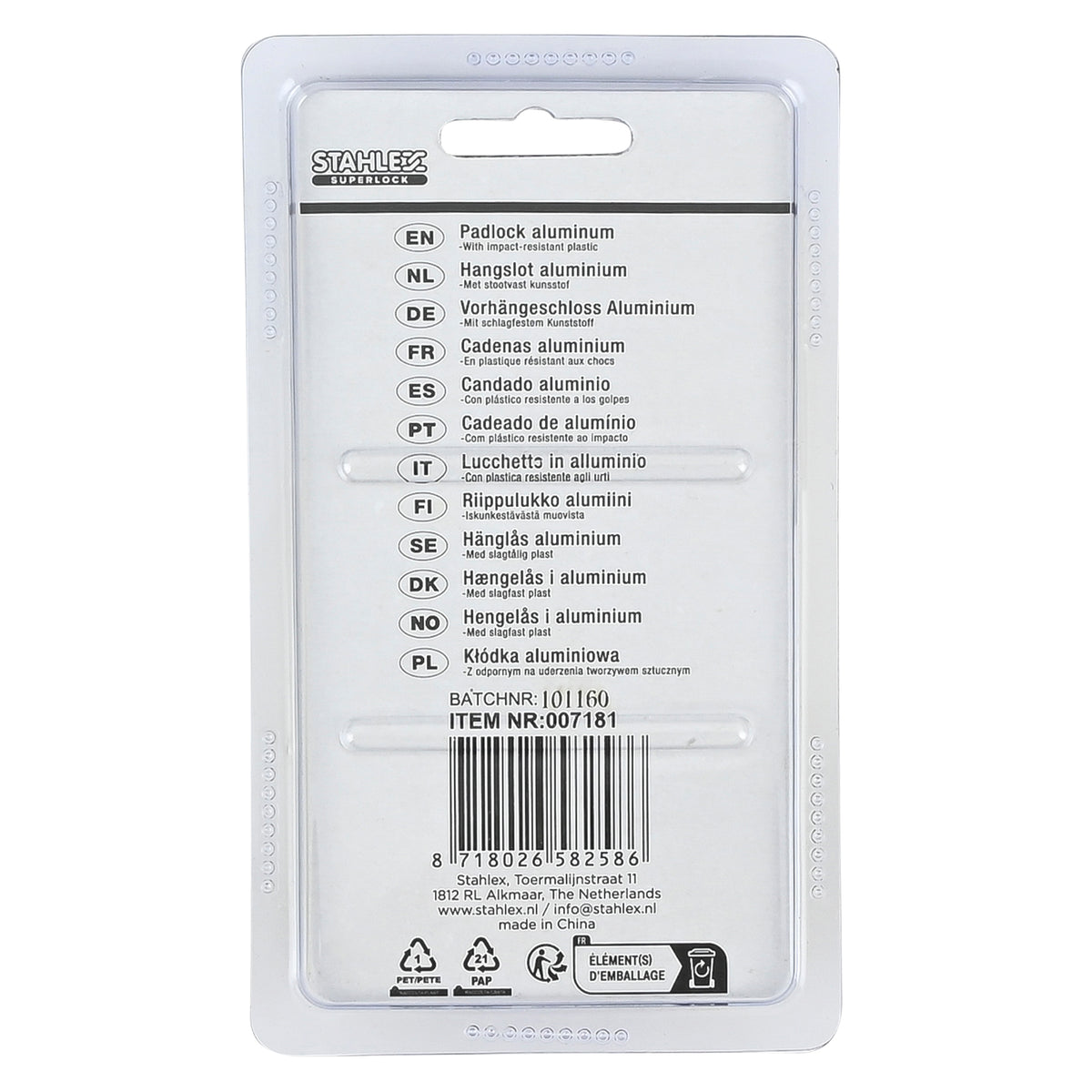 Padlock aluminium 40 mm high mix