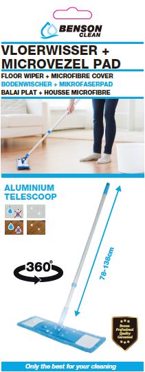 Balai plat profi aluminium + housse microfibre