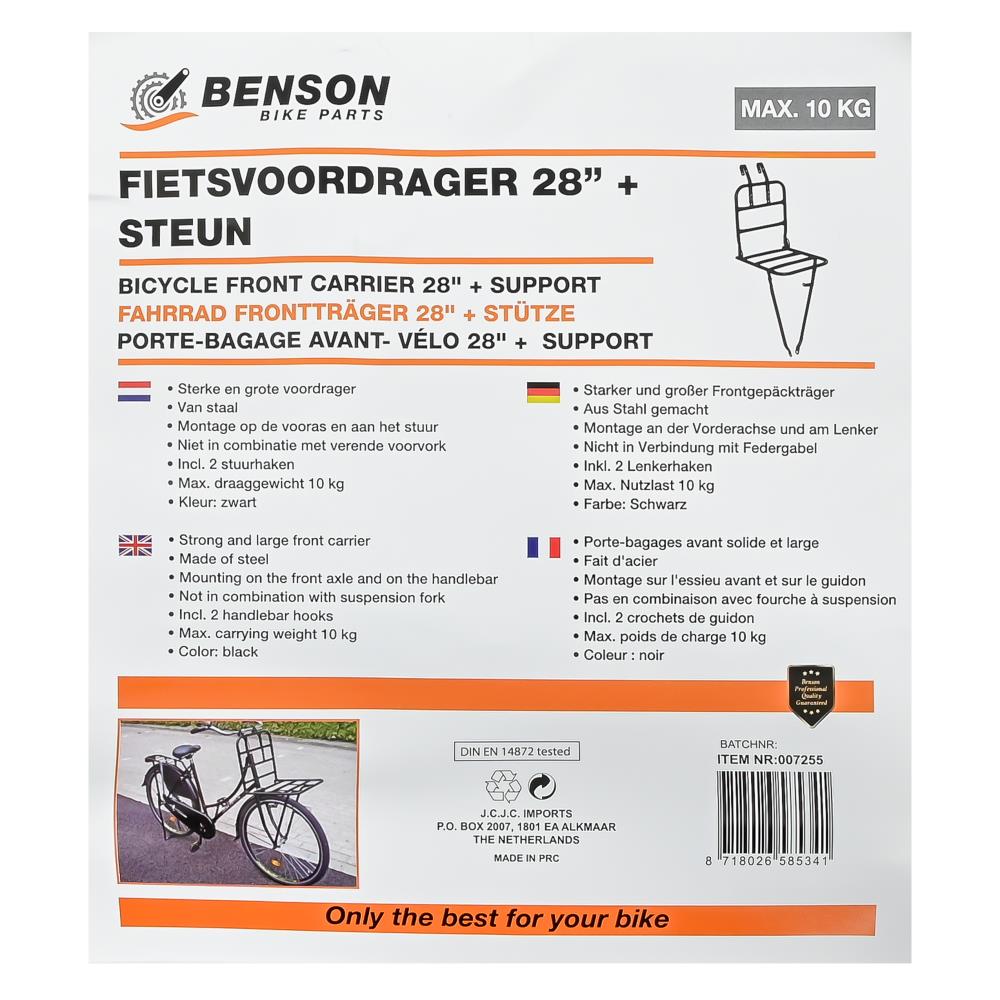 Porte-bagage avant- vélo 28" + support noir