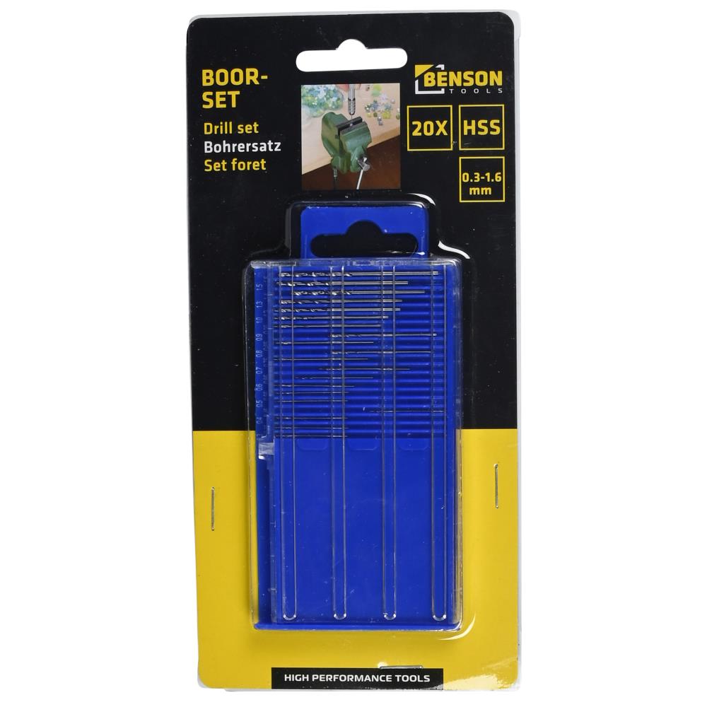 Boorset 20 dlg HSS 0.3 t/m 1.6 mm