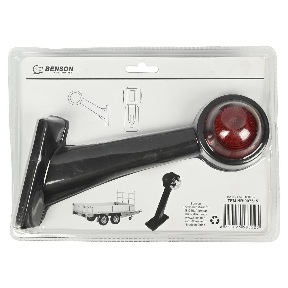 Breedtelamp rubber op steel 45° 190 mm rood/wit e keur