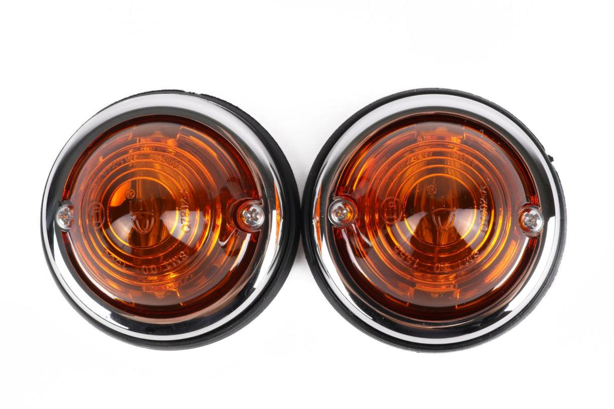 Seitenleuchte Chrom orange 70 mm 2-tlg E9