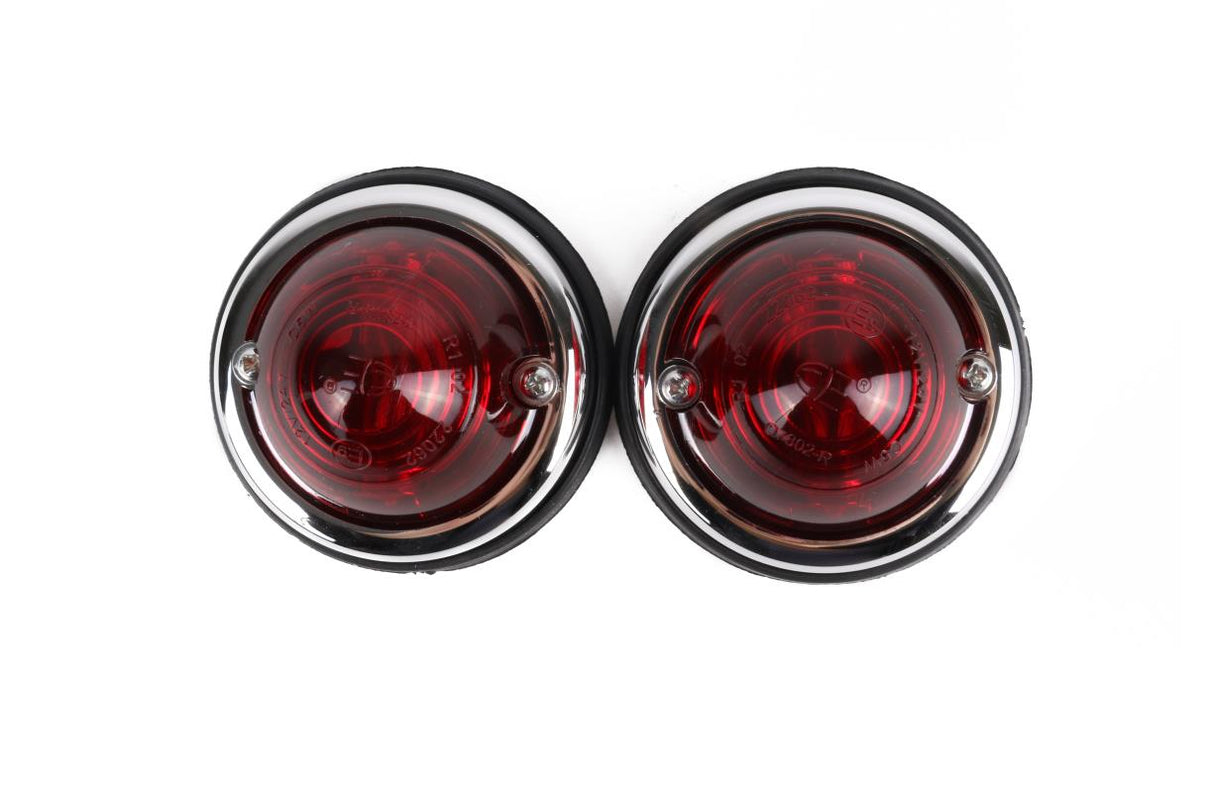 Seitenleuchte Chrom rot 70 mm 2-tlg E9