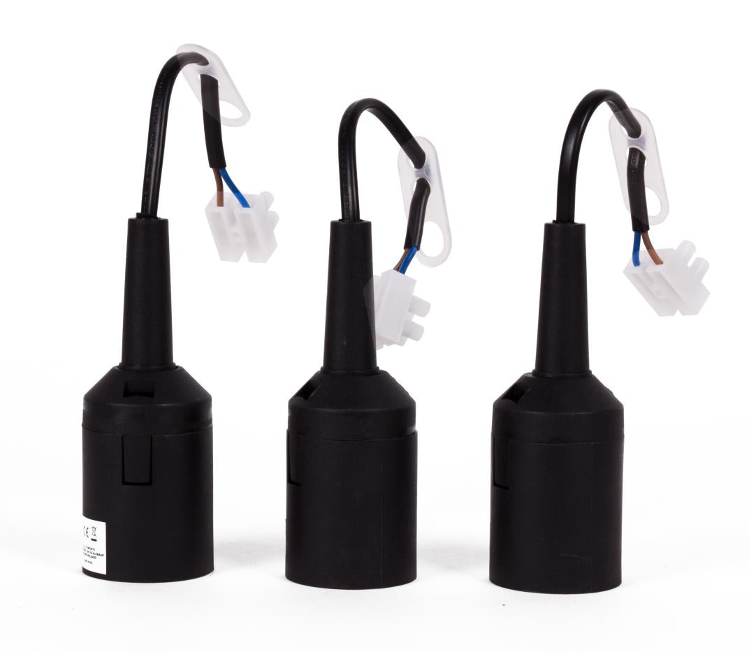Lamp holder removable E27 black 3 pcs