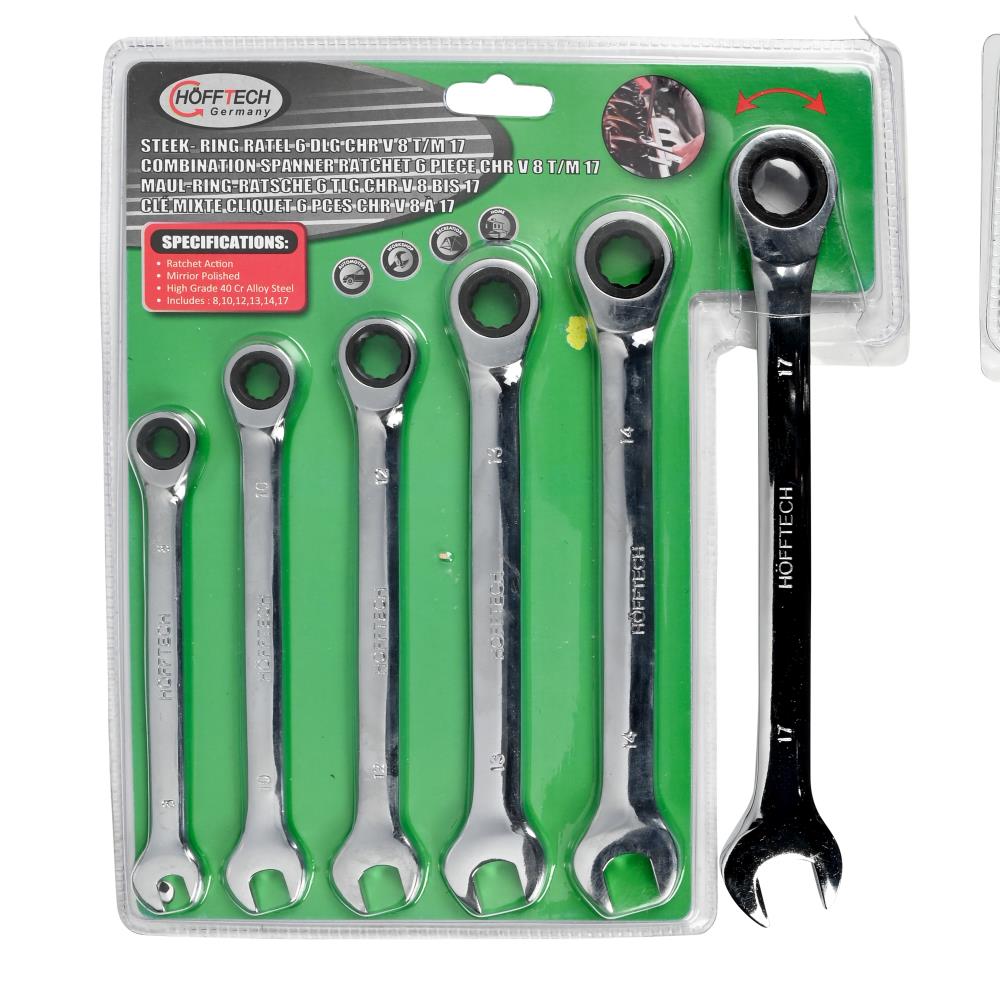 Clé mixte cliquet 6 pcs Cr-V