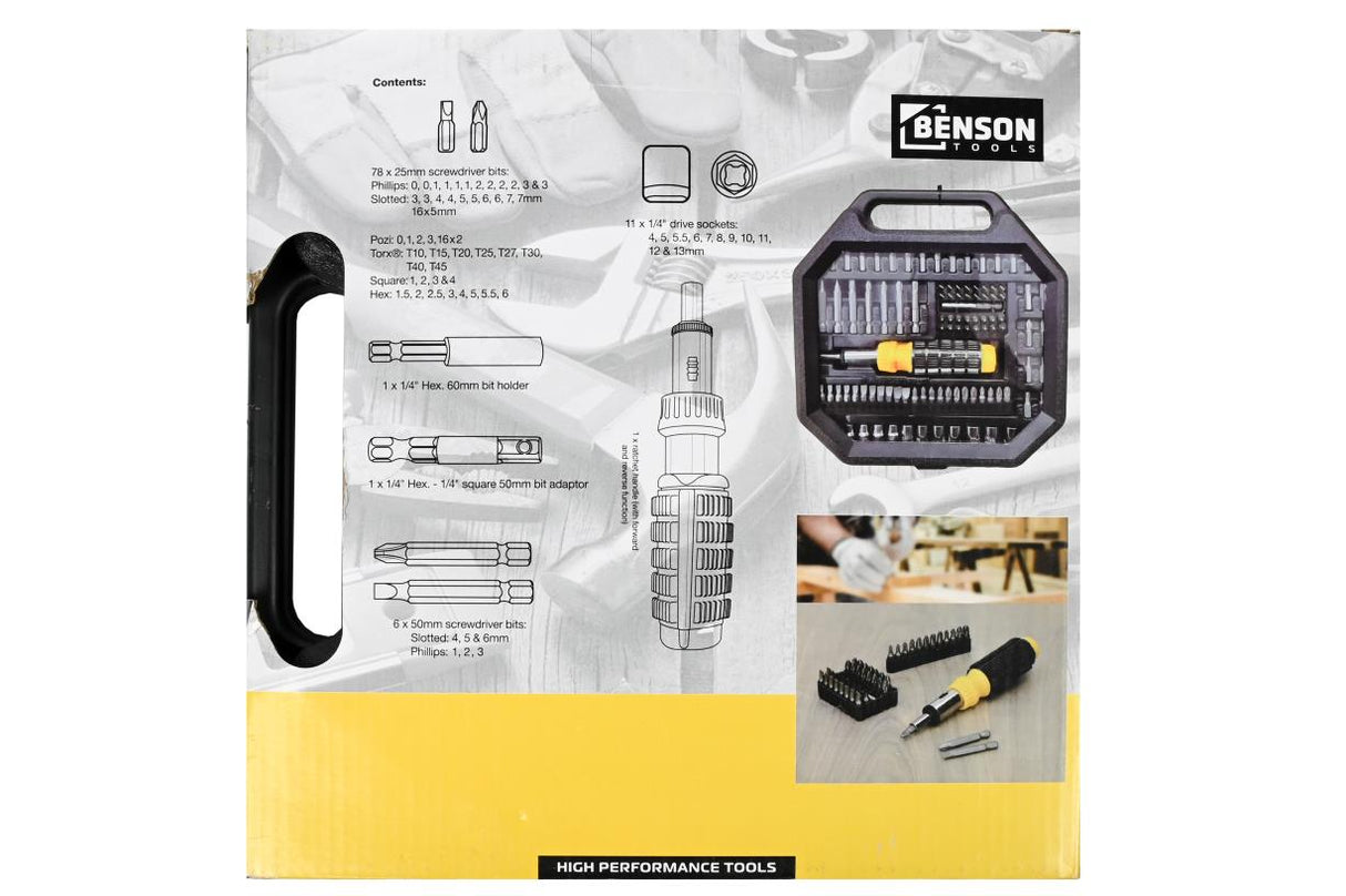 Schroevendraaier ratel bit + doppen set 99 dlg