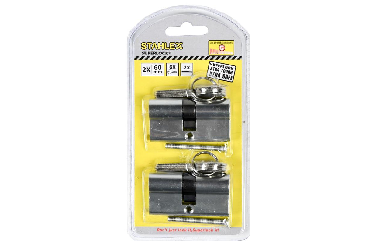 Euro profile cylinder 60 mm 2 pcs keyed alike