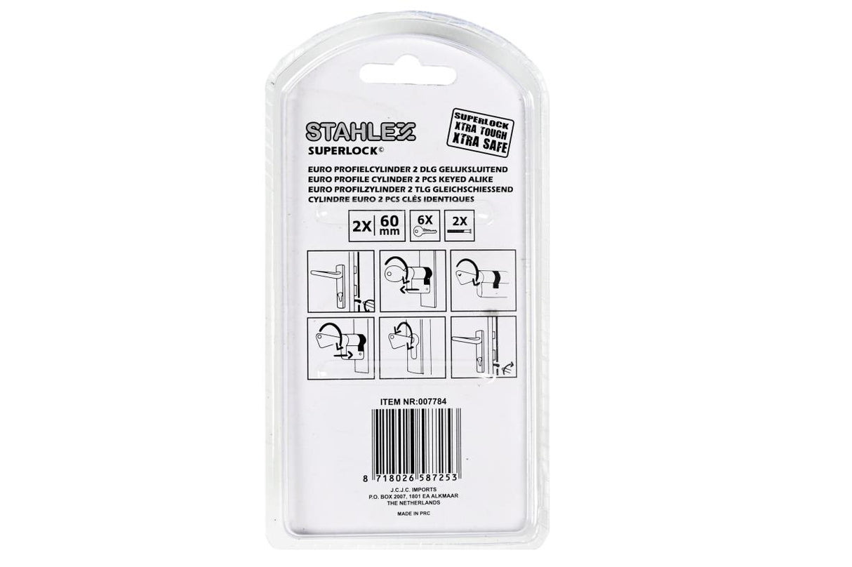 Euro profile cylinder 60 mm 2 pcs keyed alike