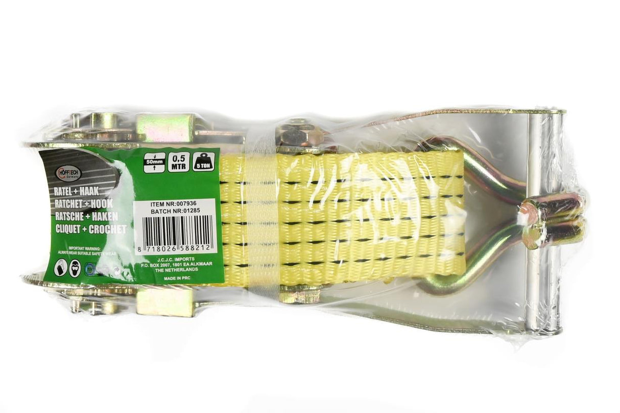 Cliquet pour sangle dárrimage + crochet 0,5 m 5 ton
