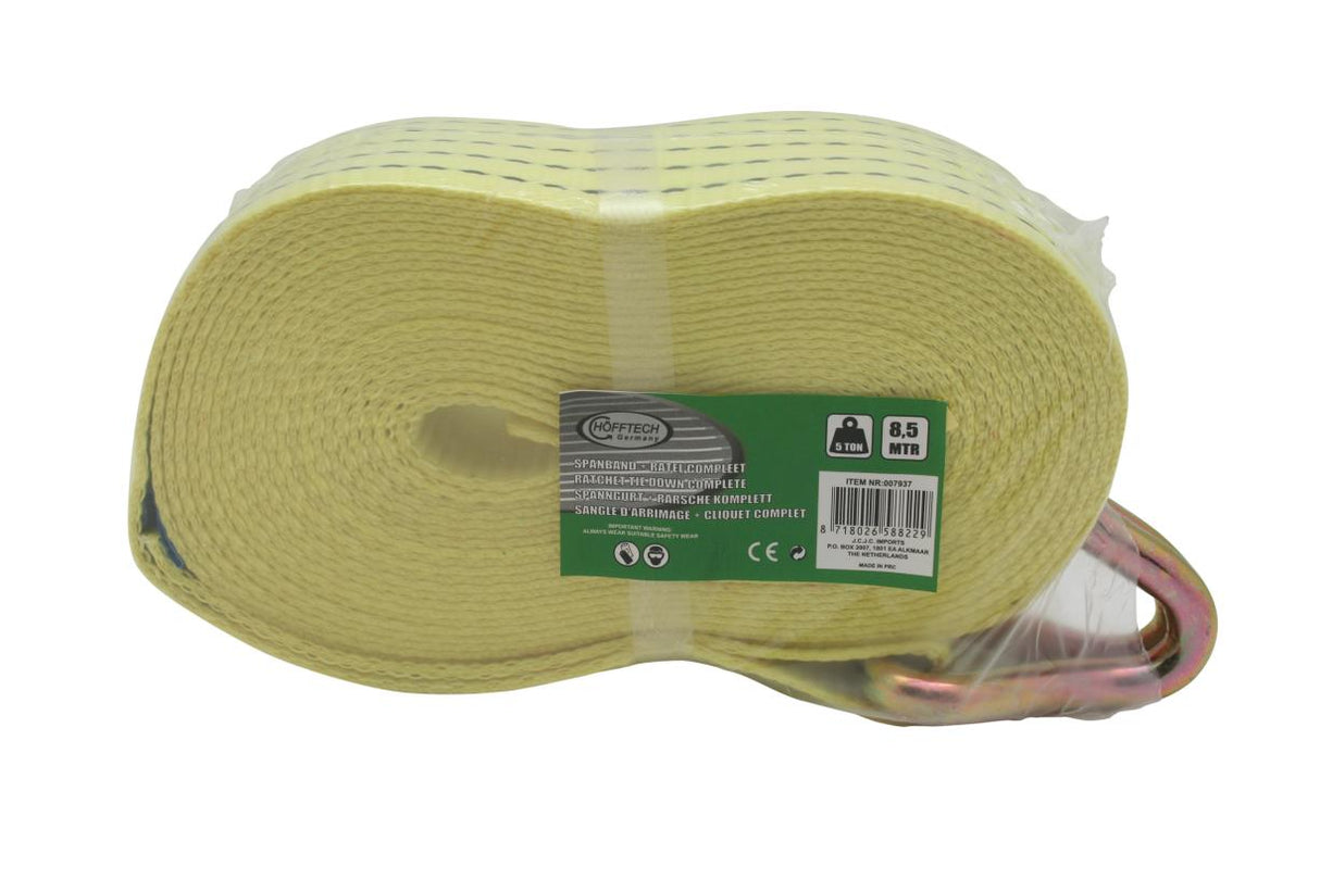Bande de sangle arrimage + crochet 8.5 m 5 ton