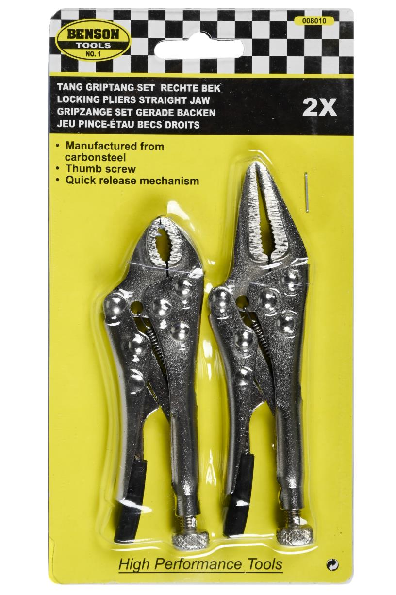 Locking pliers set 2 pcs mini straight jaw