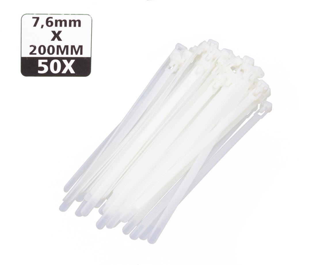 Tie ribs loskoppelbaar 7.6 x 200 mm 50 dlg wit