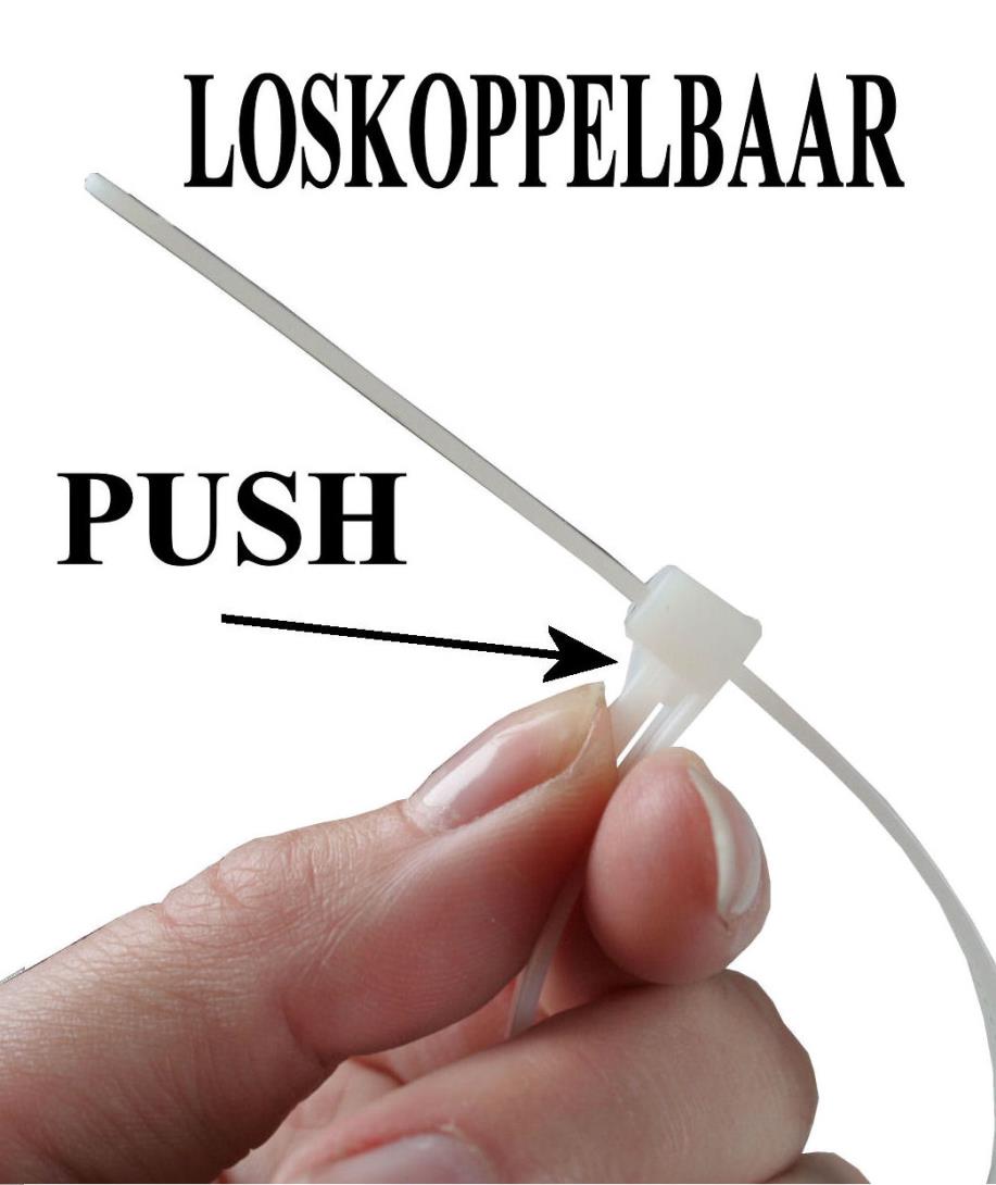 Tie ribs loskoppelbaar 7.6 x 200 mm 50 dlg wit