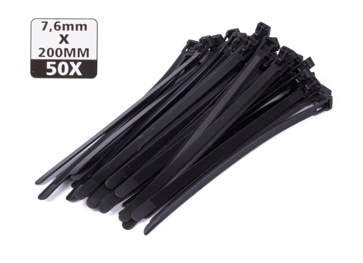 Cable ties detachable 7.6 x 200 mm 50 pcs black