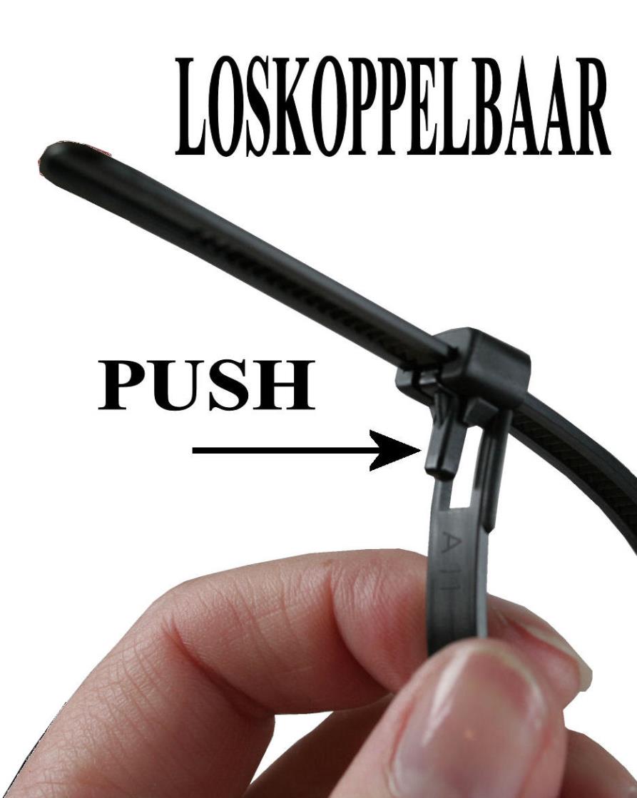 Cable ties detachable 7.6 x 200 mm 50 pcs black