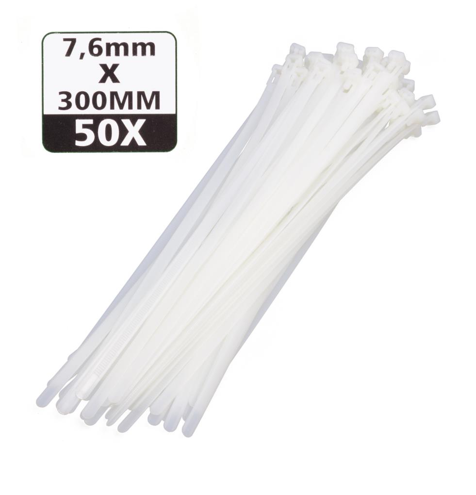 Cable ties detachable 7.6 x 300 mm 50 pcs white