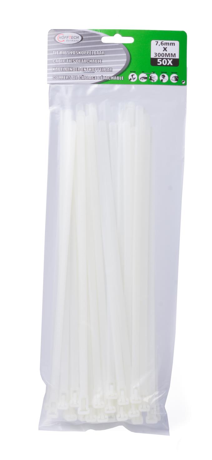 Cable ties detachable 7.6 x 300 mm 50 pcs white