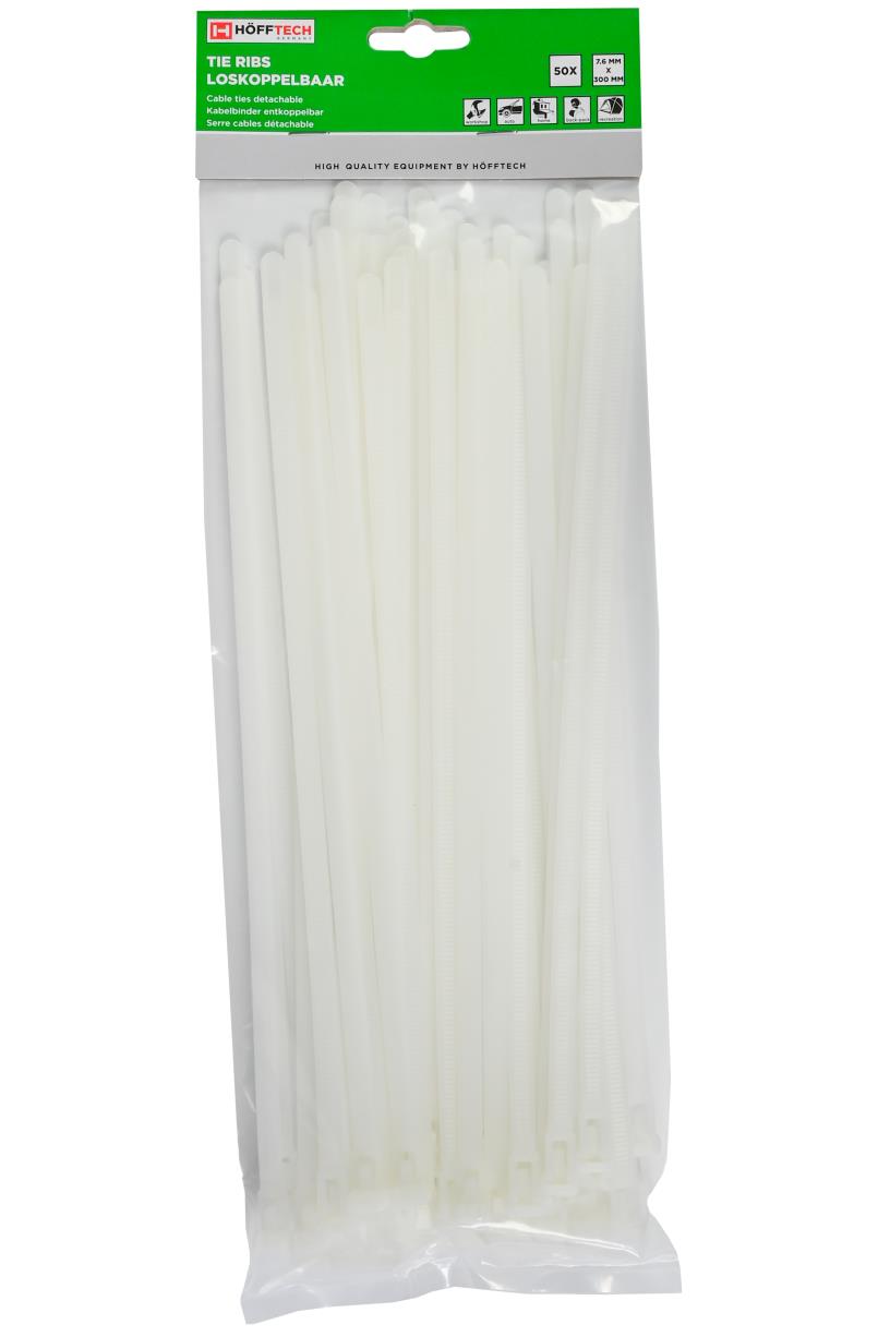Cable ties detachable 7.6 x 300 mm 50 pcs white