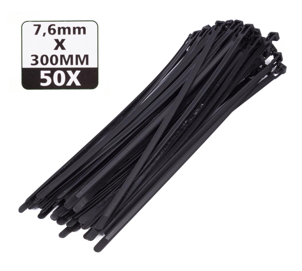 Cable ties detachable 7.6 x 300 mm 50 pcs black