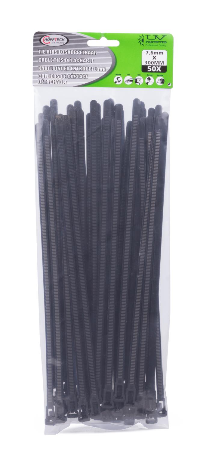 Cable ties detachable 7.6 x 300 mm 50 pcs black