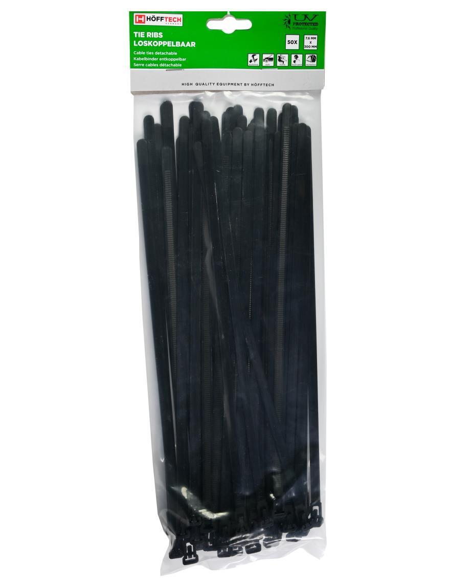Cable ties detachable 7.6 x 300 mm 50 pcs black
