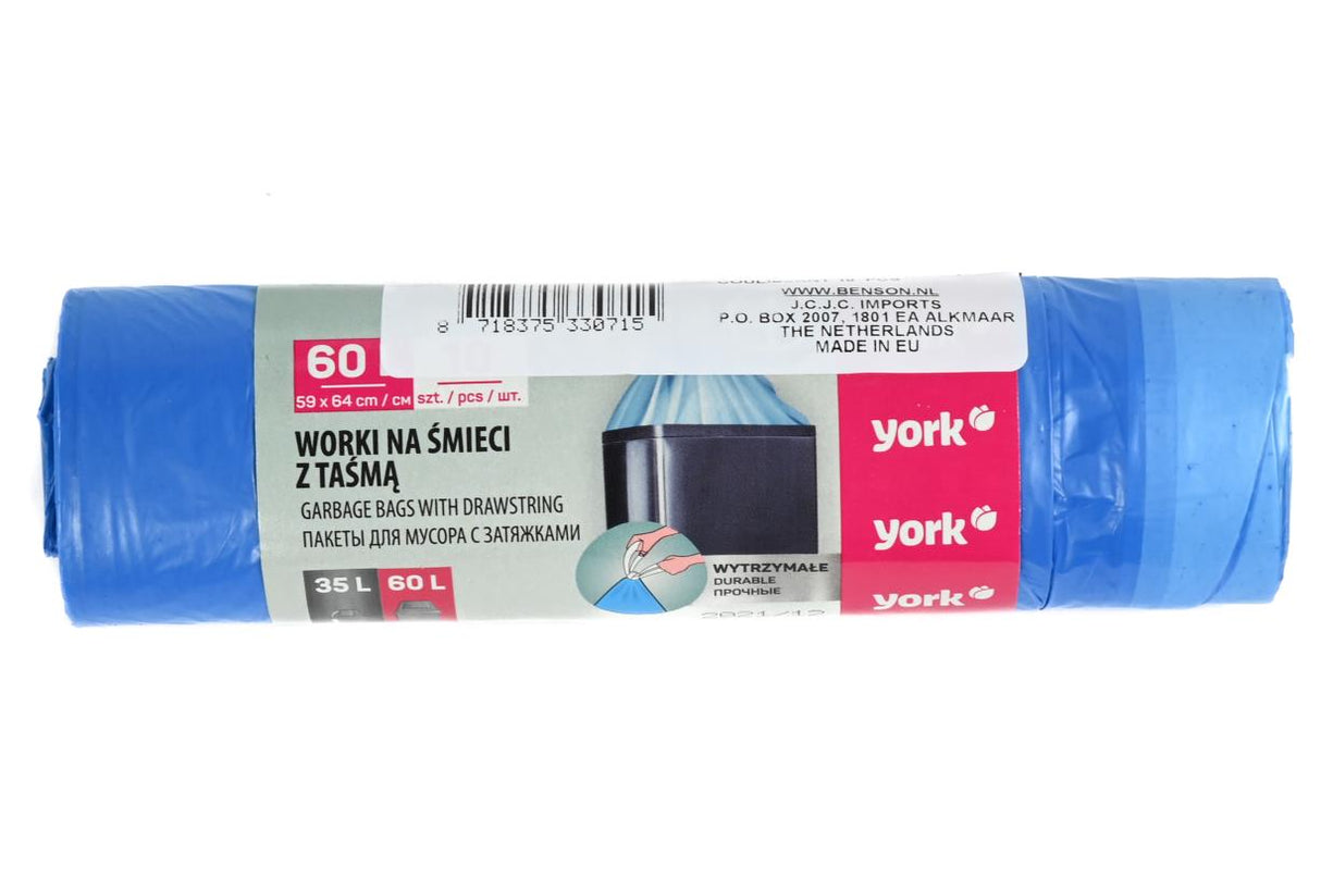 Sac poubelle 60 ltr + lien coulissant 10 pcs