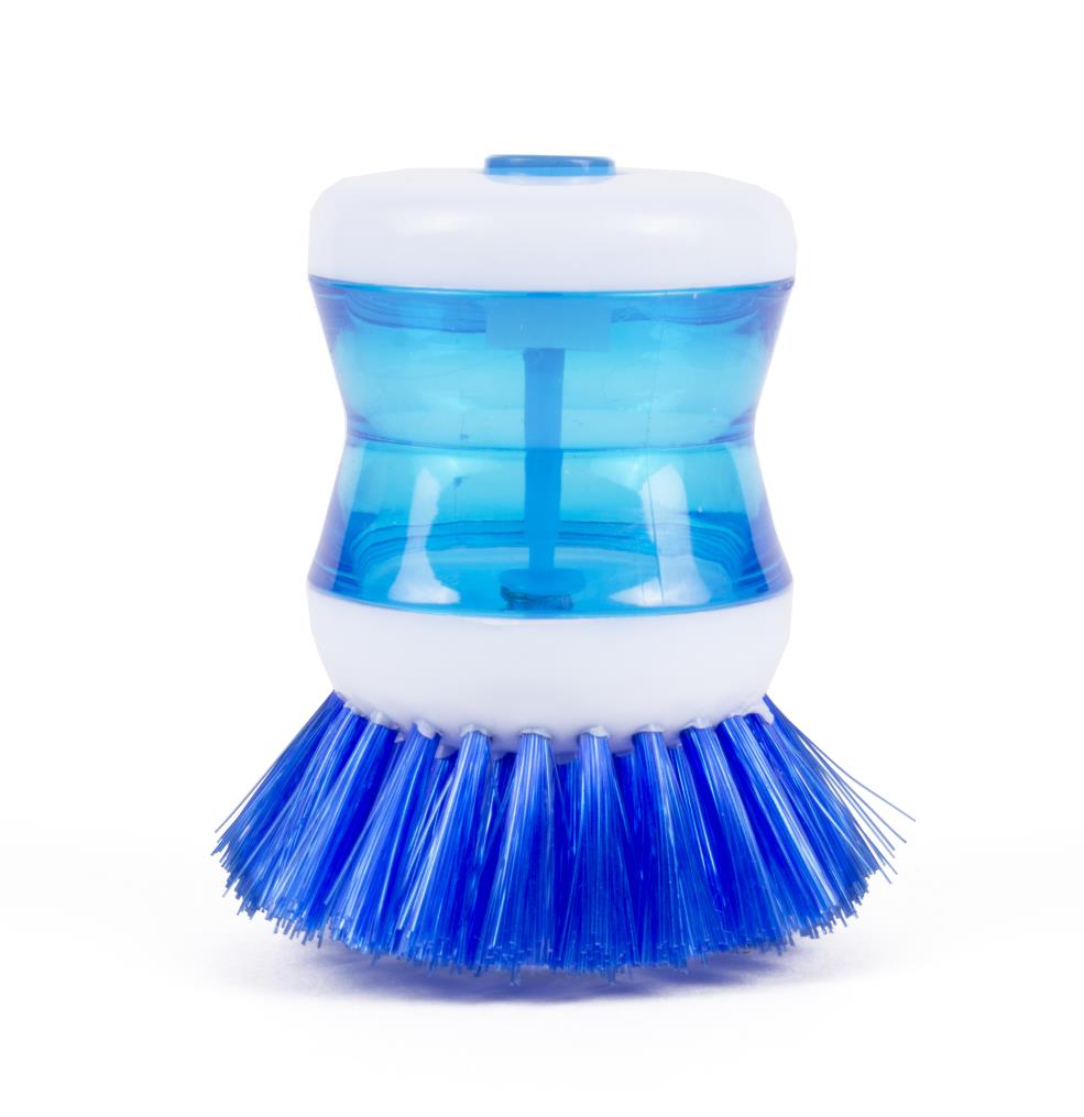 Brosse vaisselle avec réservir et bouton
