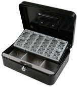 Cash box black + coin tray 250 x 180 x 90 mm