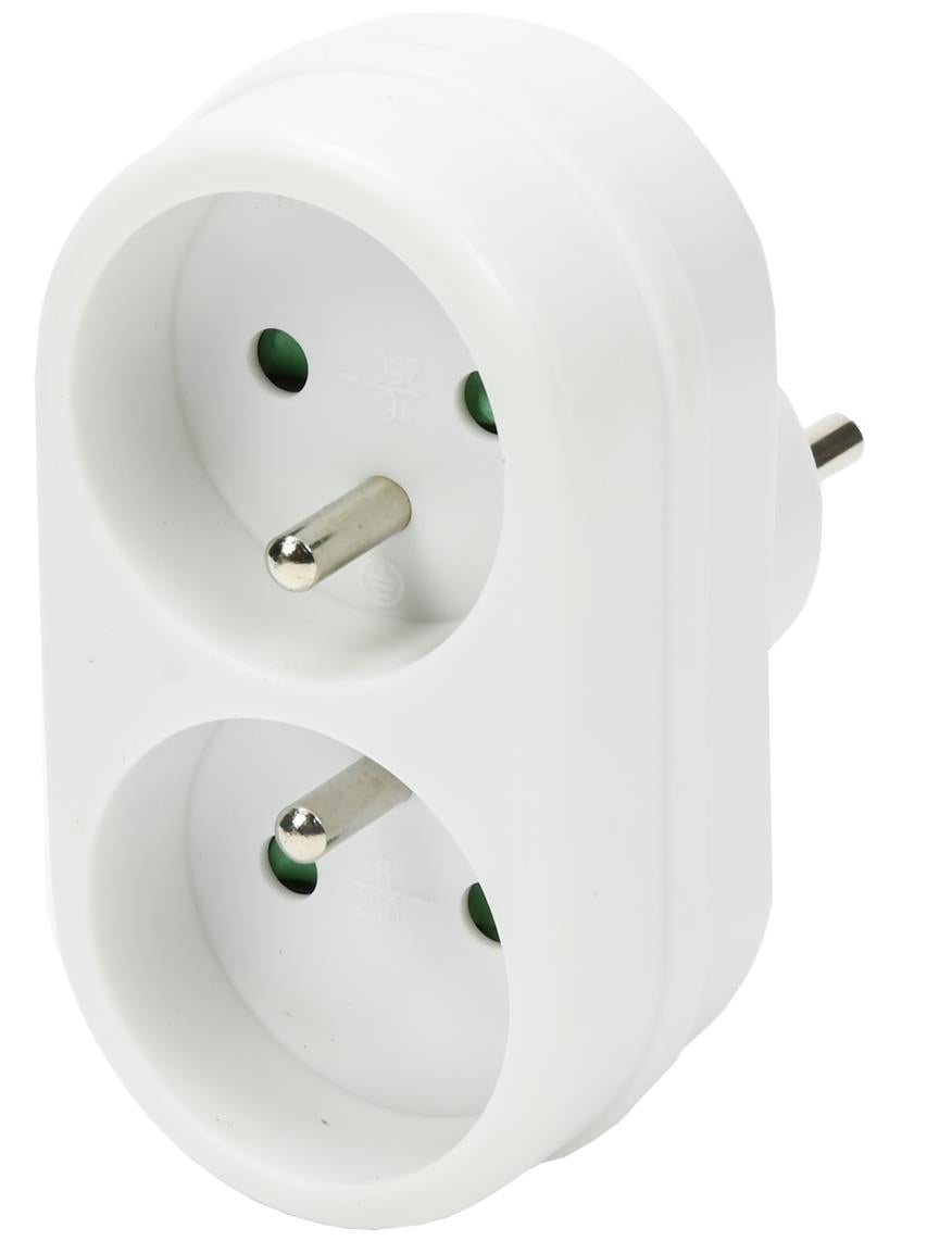 Steckdosenapapter A-Pin 2-fach weiss