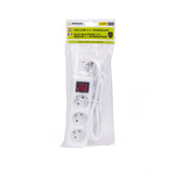 Socket type E 3-way + switch 1.5 m white