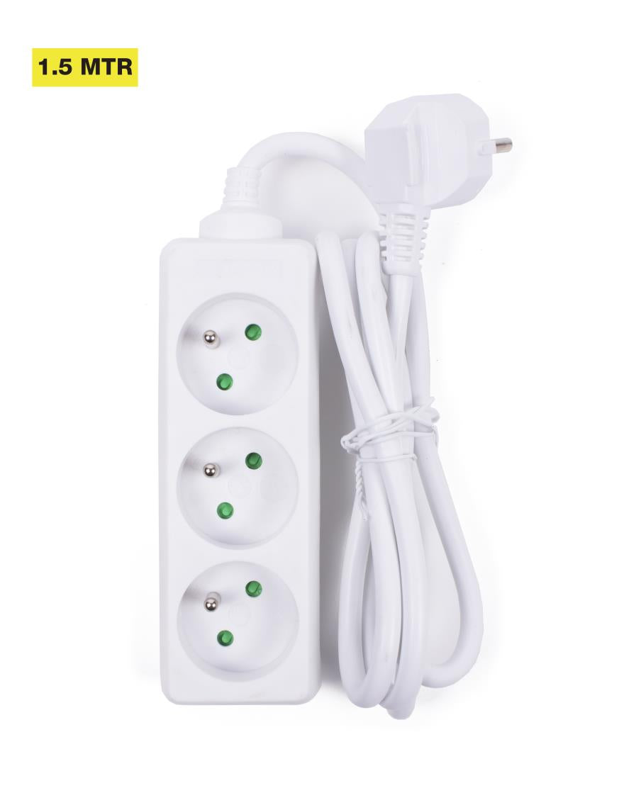 Steckdosenleiste 3-fach + A-pin + 1,5 m Weiss